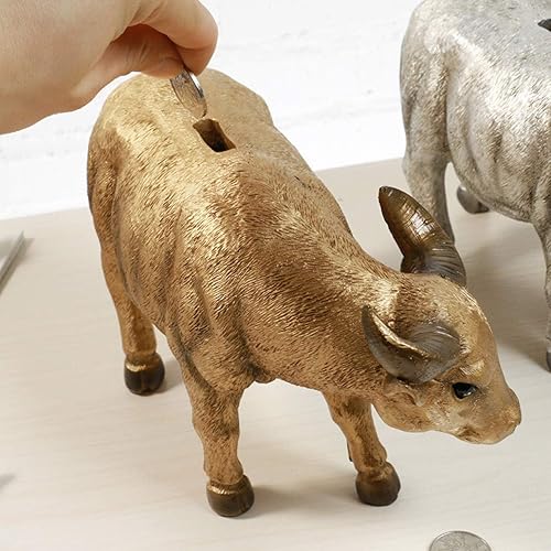 Miniatura 3 de Regalo creativo búfalo estatua de toro hucha dinero moneda centavo coleccionable caja de ahorro escultura de vaca