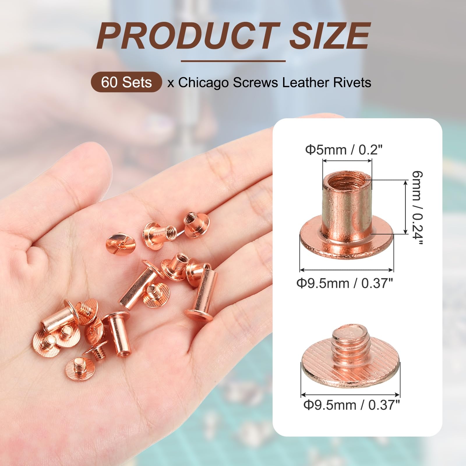 PATIKIL 8.5mm Chicago Screws Leather Rivets - Image 2