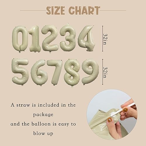 Miniatura 2 de Globo de arena blanca, globo de número crema, globo de números beige, globo de número marrón, globo de número gigante, cumpleaños bohemio,