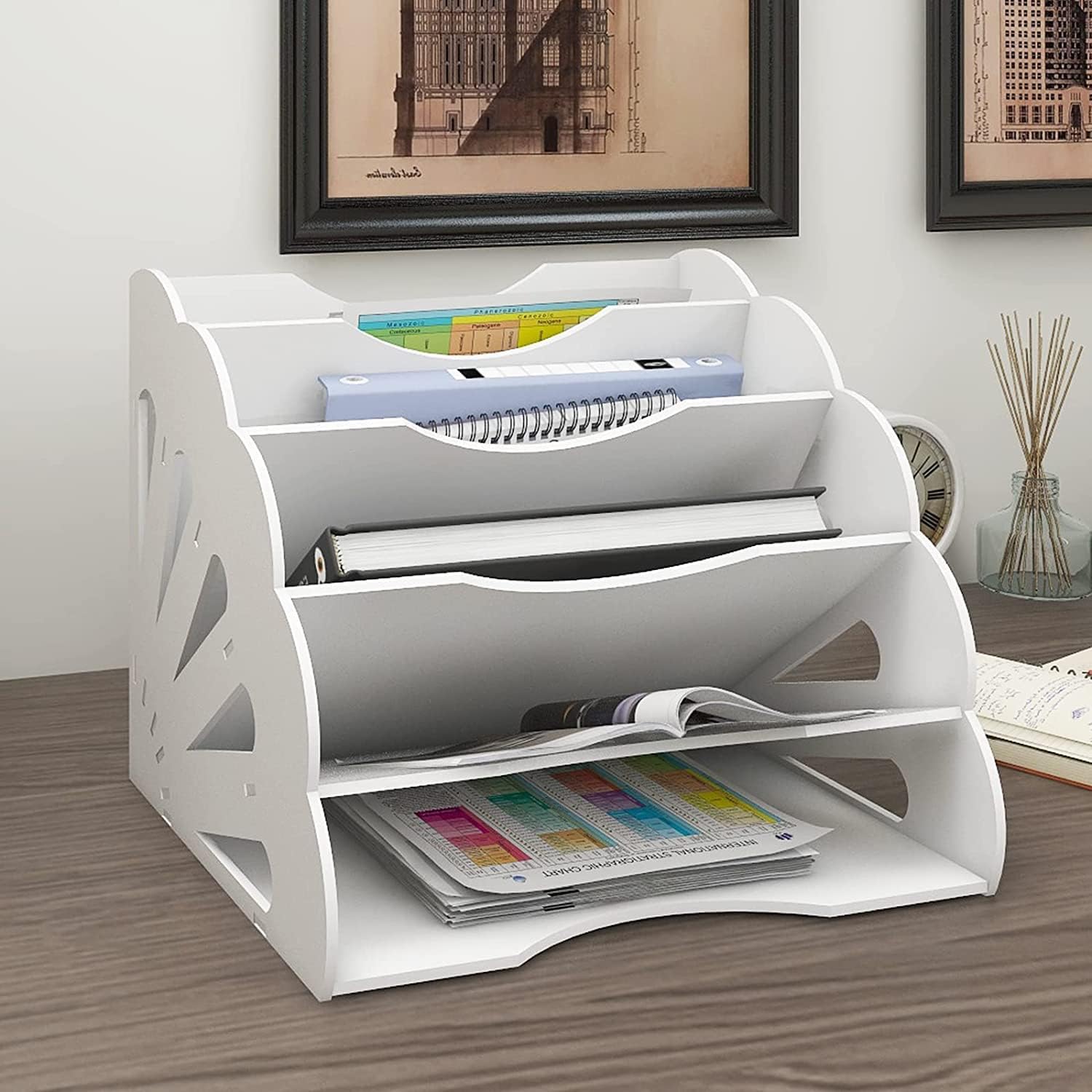 Organisateur Bureau 7 Niveaux – Étagère Casiers A4 Rangement Documents Dossiers Courrier