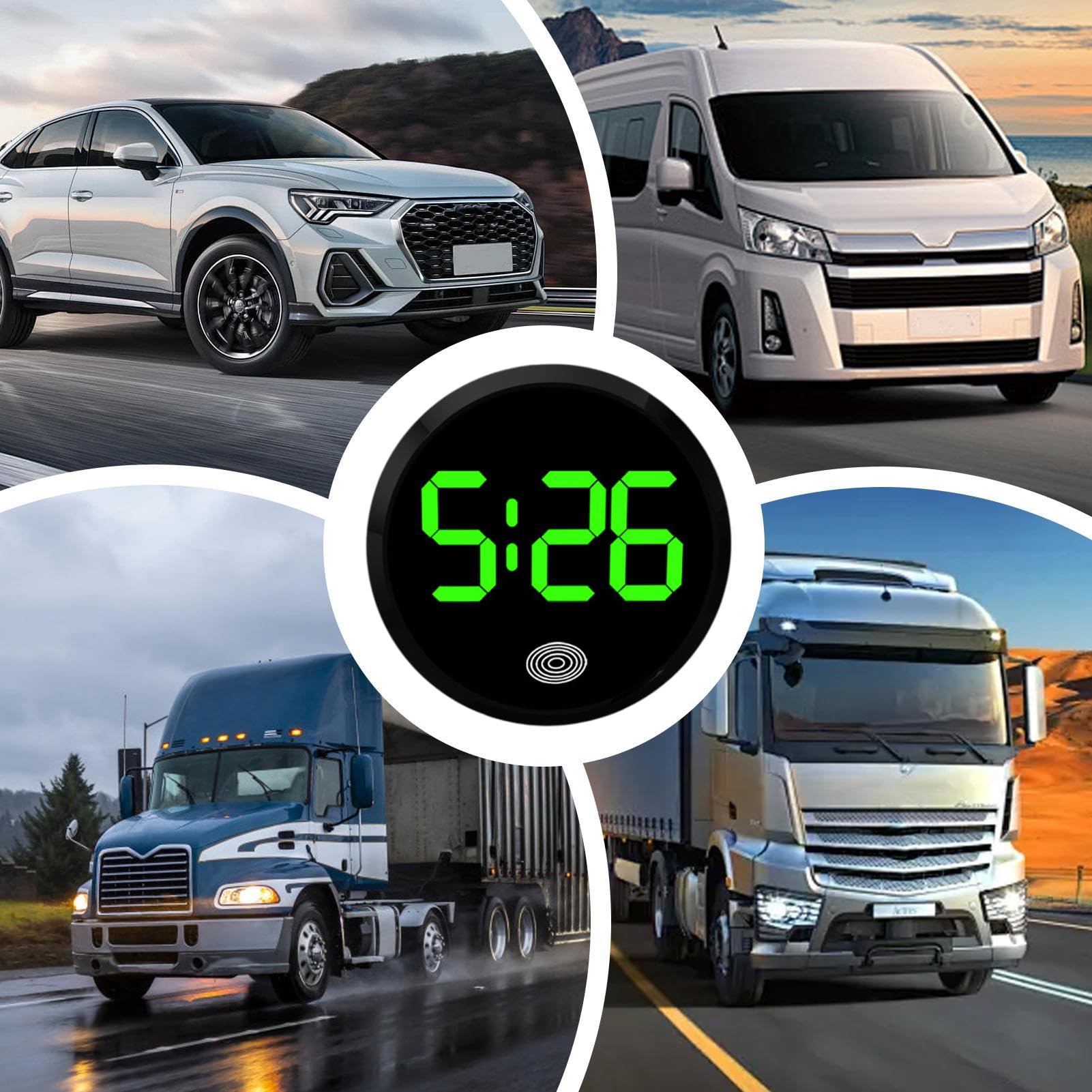 Digitaluhr für Auto Innenraum, Auto Armaturenbrett Uhr mit Kalender, Tragbare Digitale Autouhr, Digitaluhr für Autospiegel, Digitaluhr mit Temperatur für Auto, Smart Car Dashboard Uhr