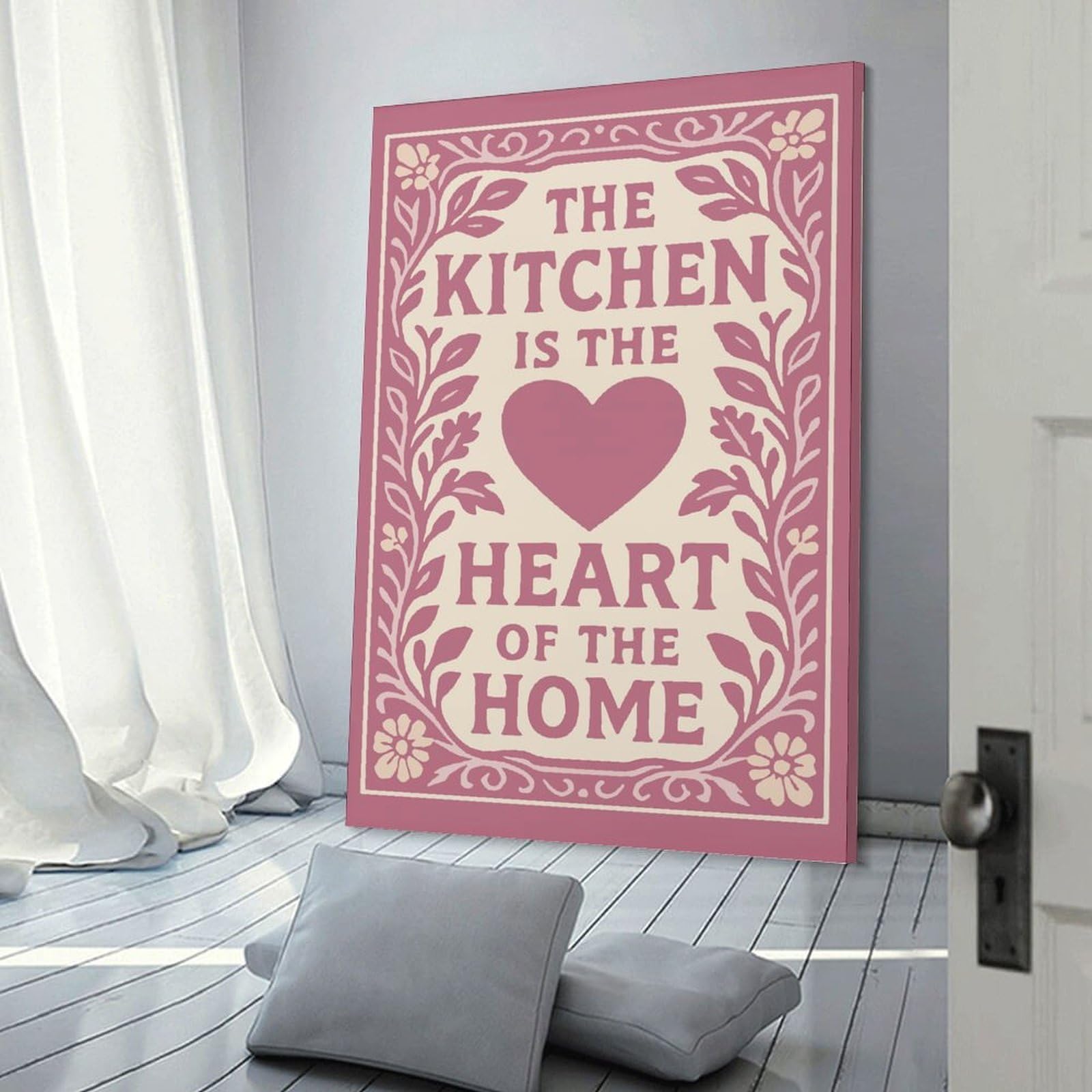 Junmoney The Kitchen Is The Heart Wall Picture Print 24x36inch(60x90cm), for Picture Wall Styling in Lounge Or Bedroom, Ideal for Building A Coordinated Art Wall