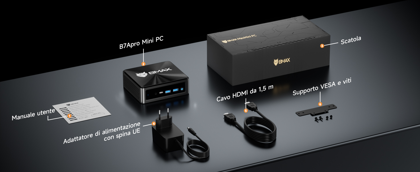 BMAX B7Apro Mini PC AMD Ryzen 5 7430U(6C/12T,Fino a 4.3 GHz), Win