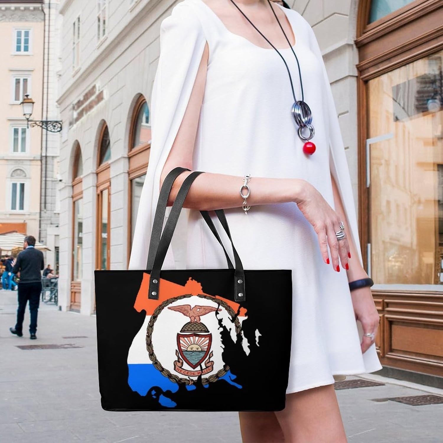 Flag Map of Bronx County New York Women's Satchel Handbags Tote Shoulder Bag Purses for Travel Shopping Work