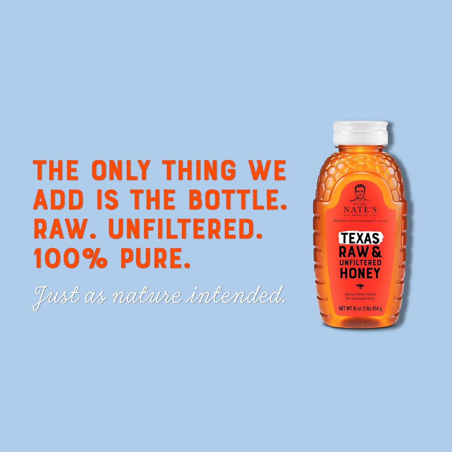 Nate's Texas 100% Pure, Raw & Unfiltered Honey - 32 oz. Squeeze Bottle - All-natural Sweetener (Pack of 2)
