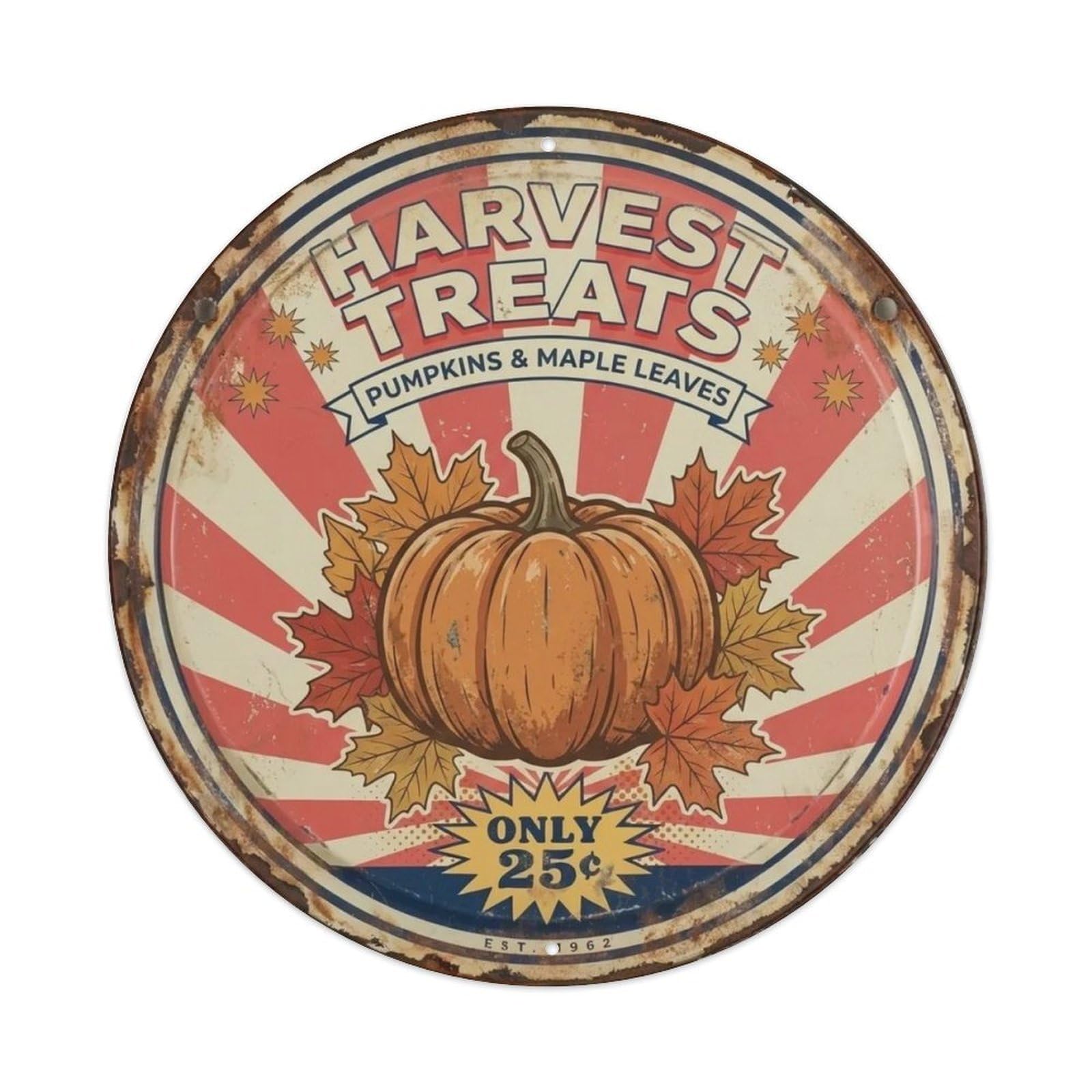 Fall Harvest Pumpkin Metal Tin Sign Plaque