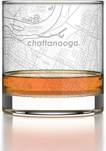Vista 231 de Well Told Vaso grabado de Washington DC Map Rocks, vidrio de whisky antiguo (11 onzas, transparente), regalo para los amantes del whisky 147-Claro