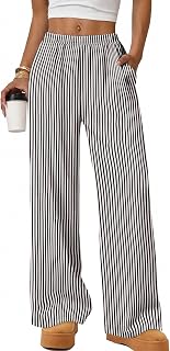 WIHOLL Womens Wide Leg Pajamas Pants Fall Gingham Casual Lounge Sweatpants | Fall Outfits 2026,Wide Leg Elastic Waist Pants with Pockets,Comfy Palazzo Sweatpants,Lightweight Breathable,Fashion Clothing