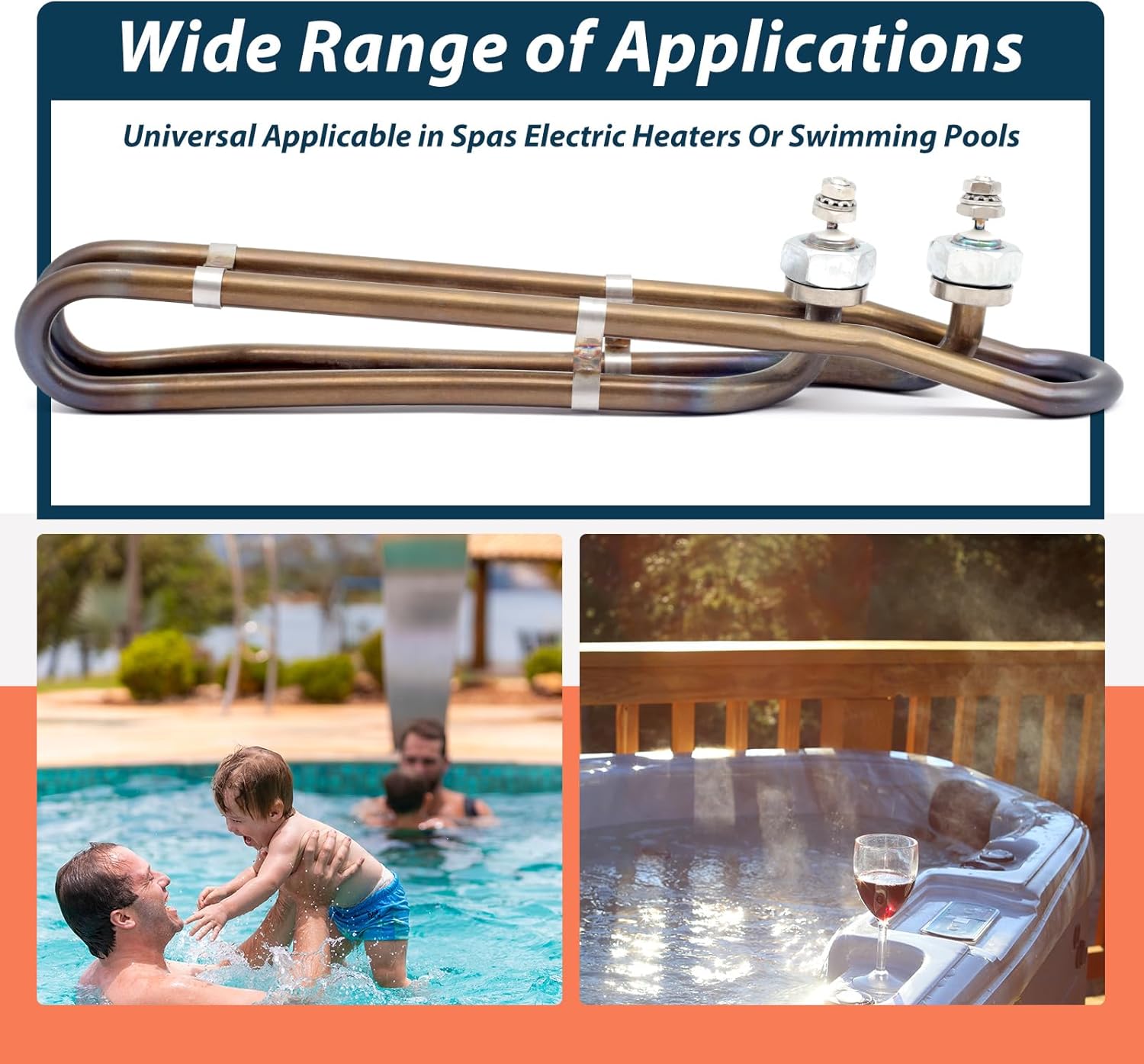 4KW 240V Heater Element with Mounting Hardware Compatible with Flo-Thru Balboa Hot Tub Heating Element, Universal Applicable in Spas Electric Heaters Or Swimming Pools