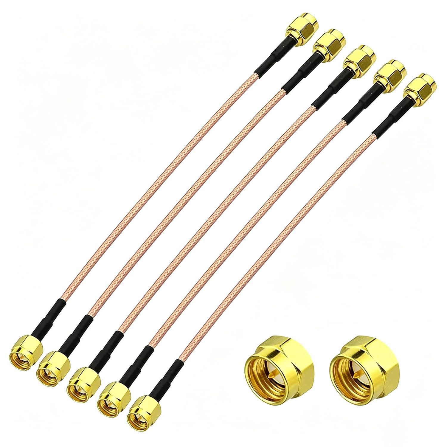 SMA Male to SMA Male Coaxial Cable 6 Inch (5-Pack), RG316 SMA RF Jumper Cable, 50 Ohm Low Loss SMA Cable for 3G/4G LTE, WiFi Router, Antenna, RTL-SDR Dongle, RF Analyzer & Test Equipment