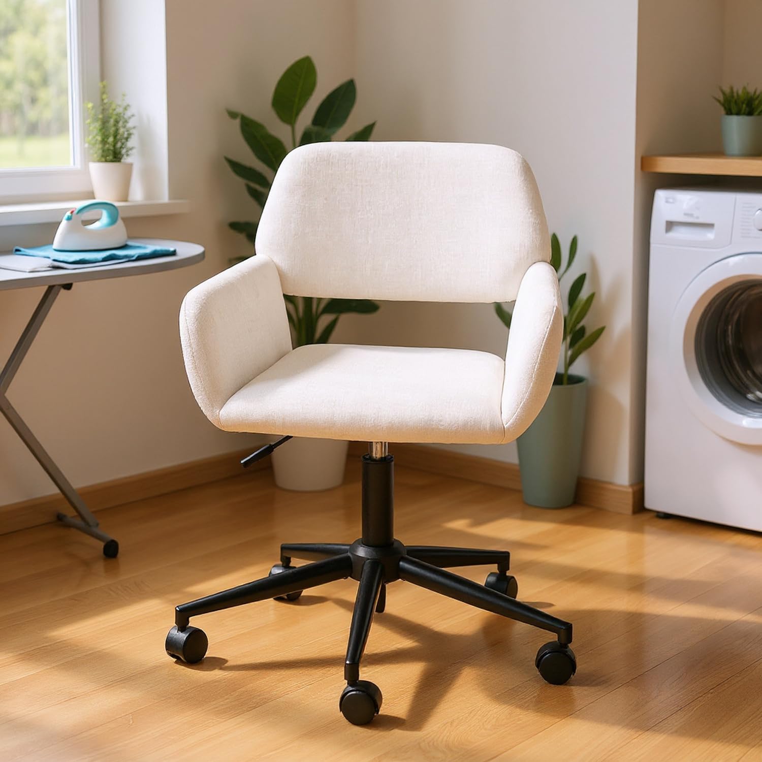 Chaise pivotante réglable avec rembourrage confortable pour bureau et aide au repassage