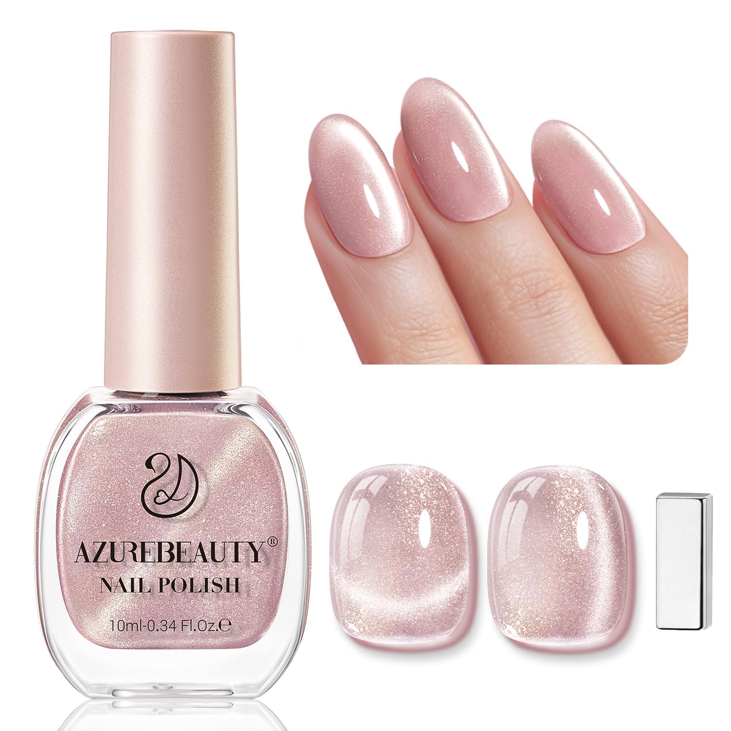 AZUREBEAUTY Cat Eye Nail Polish Quick Dry Nude Glitter Toe Nail Polish Natural Shine Nail Lacquer Salon-Quality for