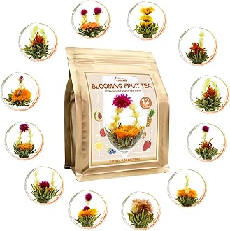 Blooming Flowering Tea, 12 Unique Varieties - 12 Delicious Fruit Flavors - Gift For Tea Lovers, Anniversary, Valentine, Birthday