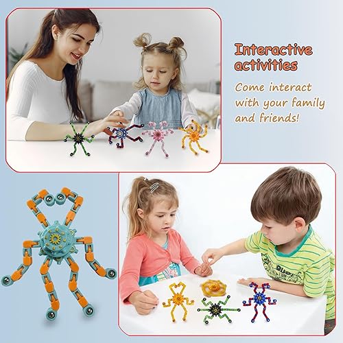 Miniatura 6 de Paquete de 12 juguetes sensoriales Fidget Spinners, cadena transformable DIY para aliviar el estrés Giroscopio caja del tesoro, cesta de Pascua,