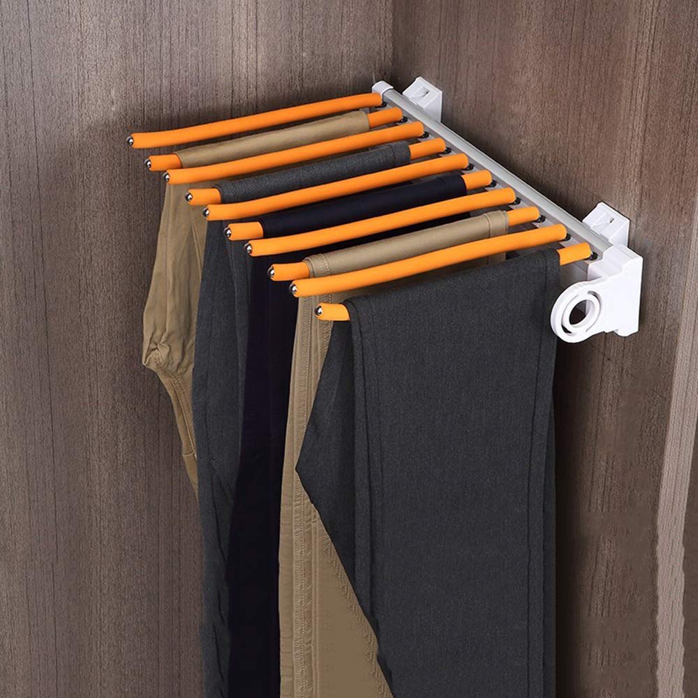 JYBNBBE Pull Out Pants Hangers Trousers Rack Closet Extendable Load Bearing Capacity 30kg Built in Wardrobe Organizer,Orange
