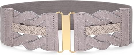 SANSTHS Vintage Stretchy Belt for Women, Womens Wide Elastic Belts for Dresses Coats, Fashion Womens Belts with Gold Buckle