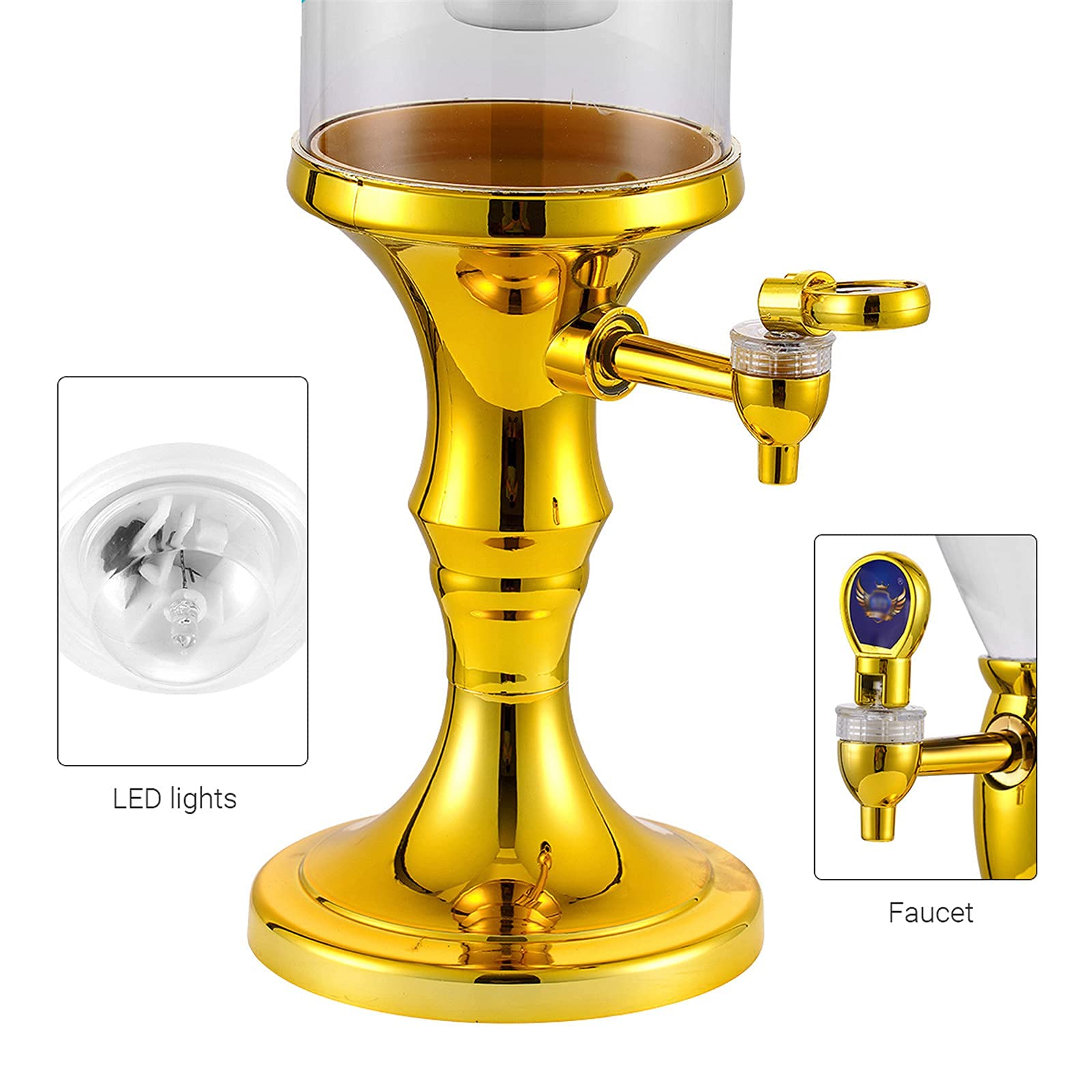 Led Icicle - Torre di birra, erogatori per barilotti da birra a forma di torre, pompa per birra alla spina, per cena, bar, feste, bocce, birra, 0 l