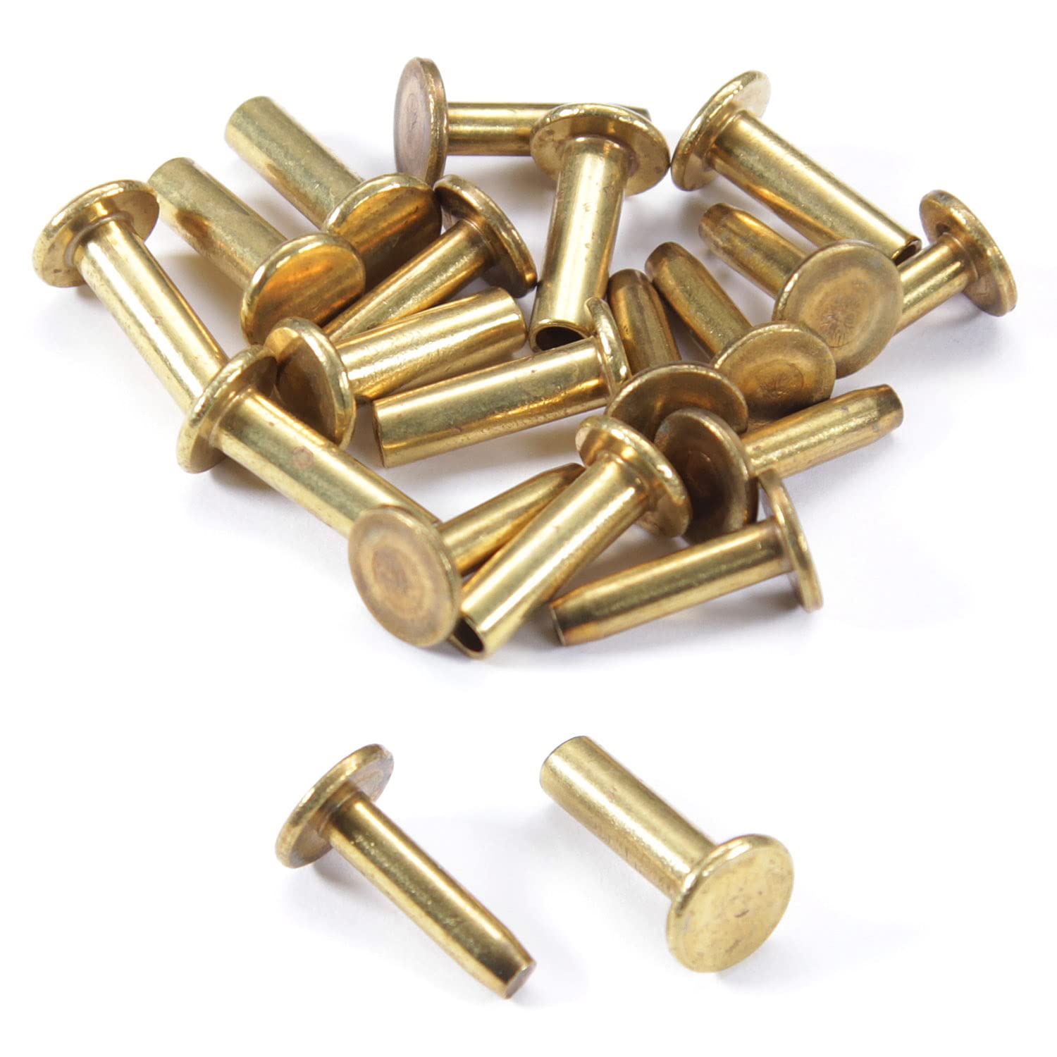 Cutlery Rivets (10 Pack) for DIY Handles & Knife Handle Repair - USA Size (0.312 x 0.155 x 0.520 Inch) - (Brass) - 2-Piece Rivet Knife Handle Fasteners