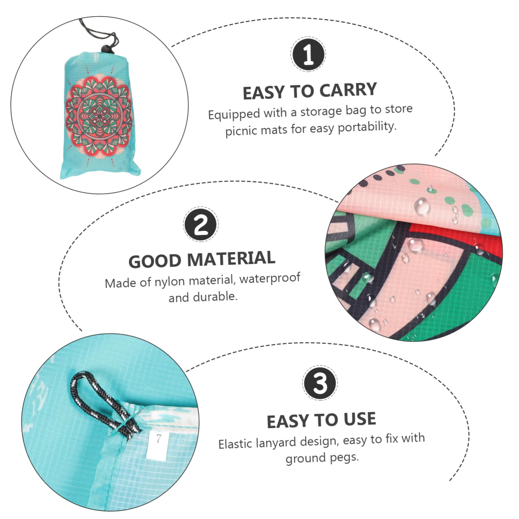 Mipcase Tappeto Spiaggia in Nylon Design Pieghevole per Campeggio e Relax Outdoor