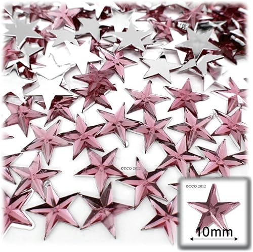 Miniatura 6 de The Crafts Outlet 144 diamantes de imitación acrílicos sueltos con parte trasera plana, estrella de 0.394 in - 46 ss, parte trasera plana, Rojo