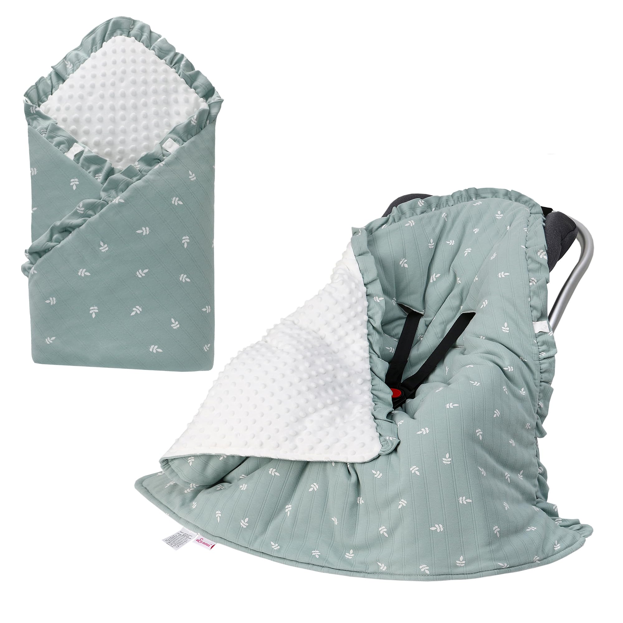 Baby Swaddle Blanket Wrap for Car Seat 3.5 Tog 0-12M 35*35 in (green)
