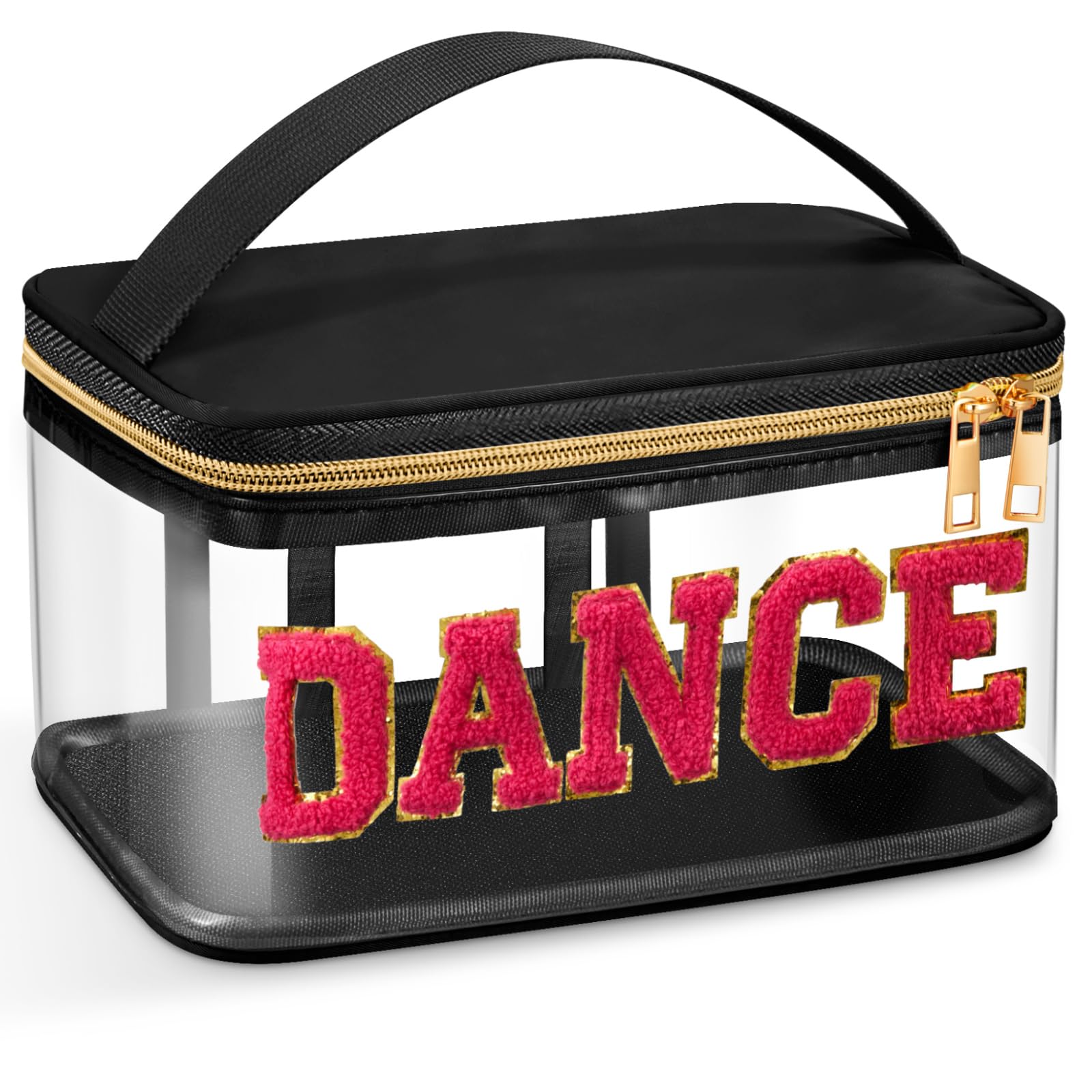 Geetery Chenille Letter Bag, Meds Cheer Travel Cases Cheerleader Gifts Cosmetic Bag Nylon Makeup Portable Preppy Patch with Zipper Toiletry Storage