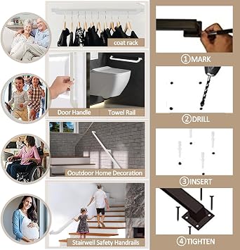 Stairs Handrail Banister Rail Kit 1m 1.5m 2m 2.5m 3m Wall Mount Staircase Railing Foot Rail Support Metal Wrought Iron Square Pipe Non-Slip Hand Rail - Lead Direct to Stairwell ( Size : 13.1 FT )