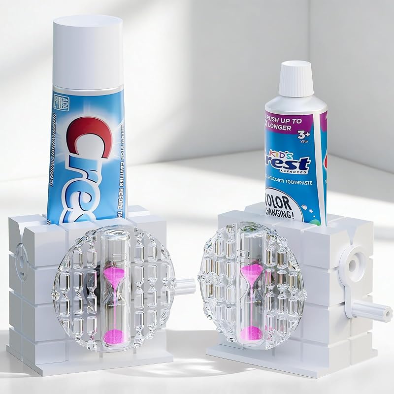2PCS Toothpaste Tube Squeezer Roller with 2-Min Hourglass Sand Timer | Premium Quality Material, Easy to Operate, Reduce Waste, Wide Application, Practical Gift Choice