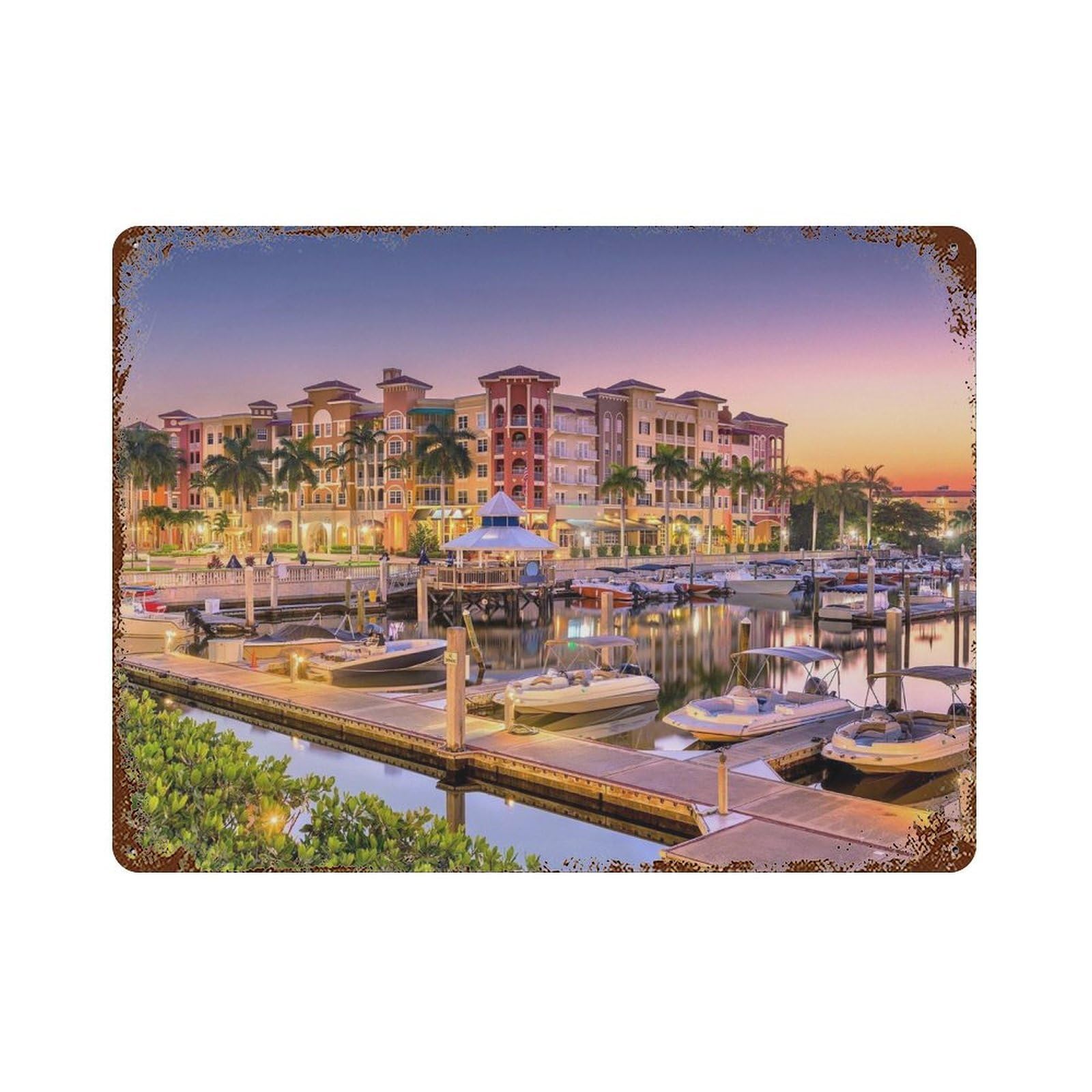 xiaoxiaoshen Real Photo Naples Decor Florida Wall Decor Art Metal Tin Poster Modern Home Decor Art Home Bar Shop Decorations Vintage Sign 30x40cm