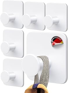 4smile Towel Holder without Drilling Set of 5 - White Design, Towel Hooks | Towel Hook Bathroom, Hooks Self-Adhesive with 3M Adhesive Pads - Stylish Adhesive Hooks Wall Hooks