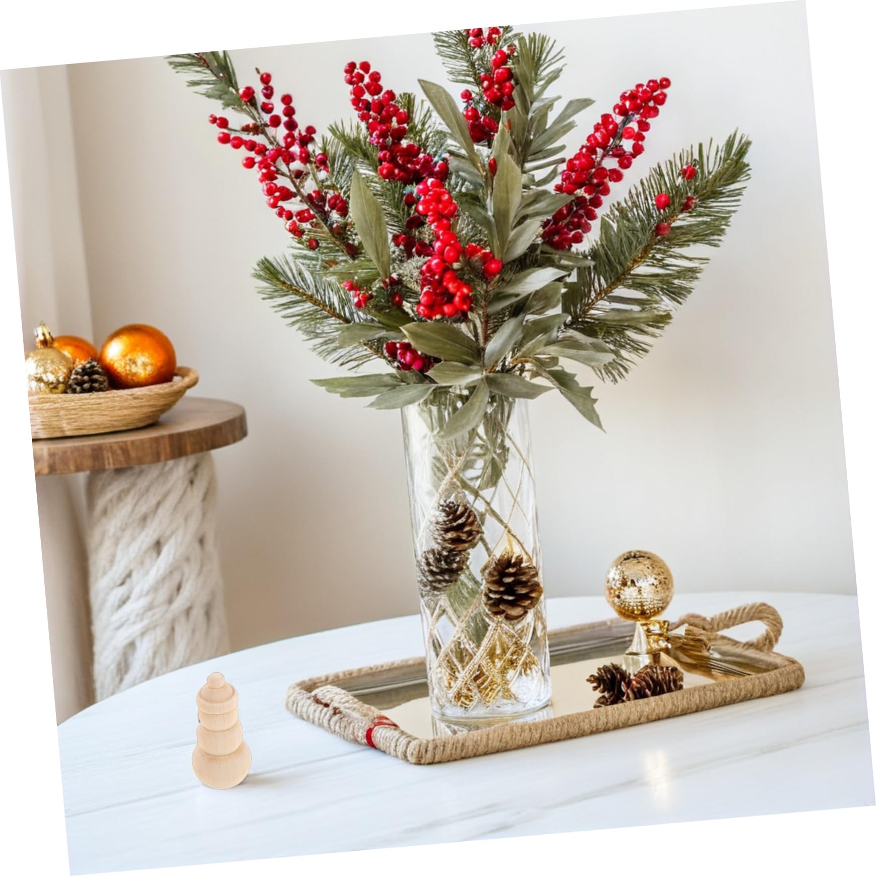 20piezas Adornos De Muñeco Madera Sin Terminar Miniatura Para Colgar Figuras De Muñeco Para Pintar y Manualidades Navideñas