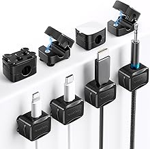 6 Pcs clips câble magnétiques avec 6 ventouses en silicone pour cable management | Support et organisateur de câbles, accroche câble adhésif pour la maison, le bureau, la voiture, et la table de nuit