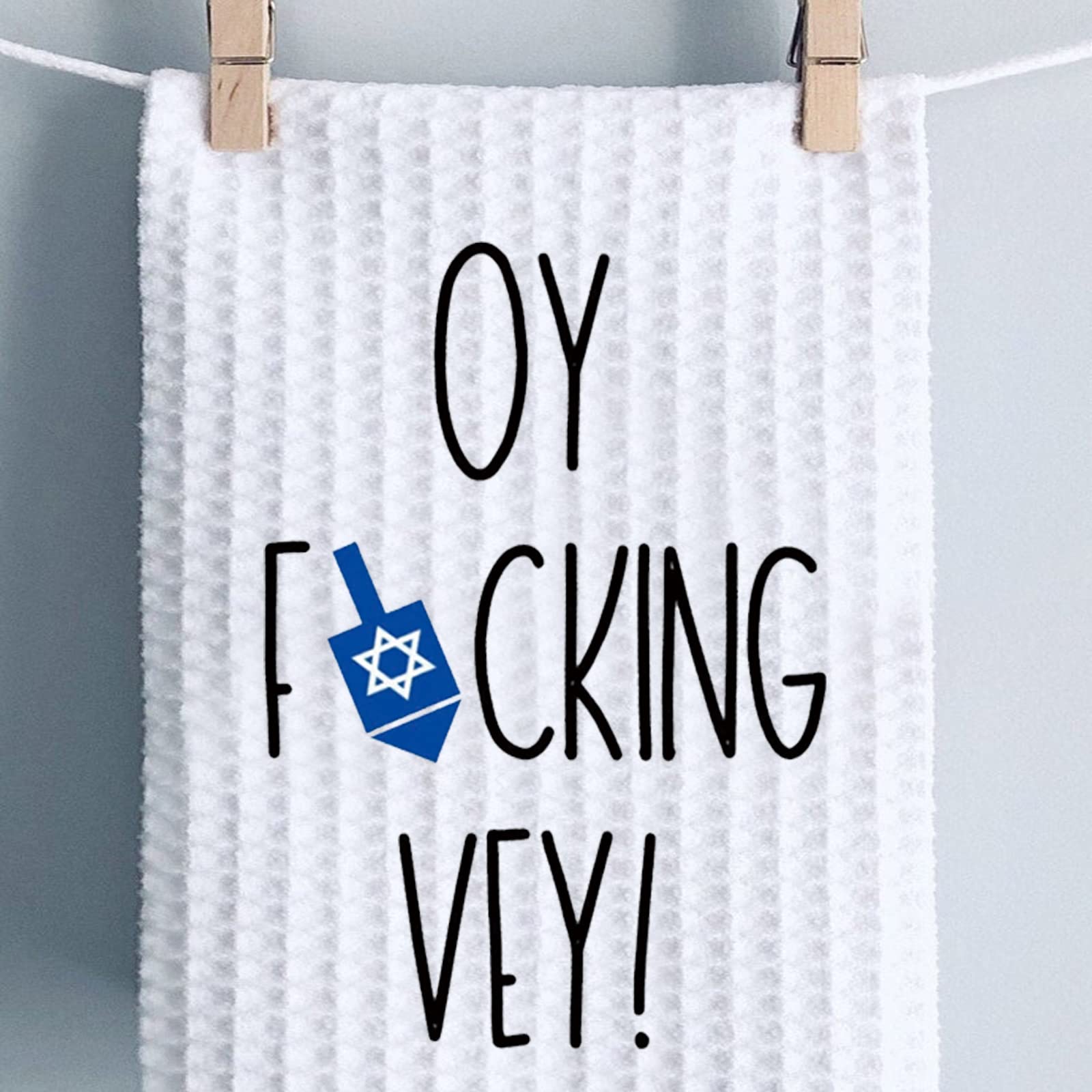 Funny Hanukkah Kitchen Towel Happy Hanukkah Gift Kitchen Towel Dish Towel (FUCKING VEY-T), 40.5 x 61 cm - Image 2