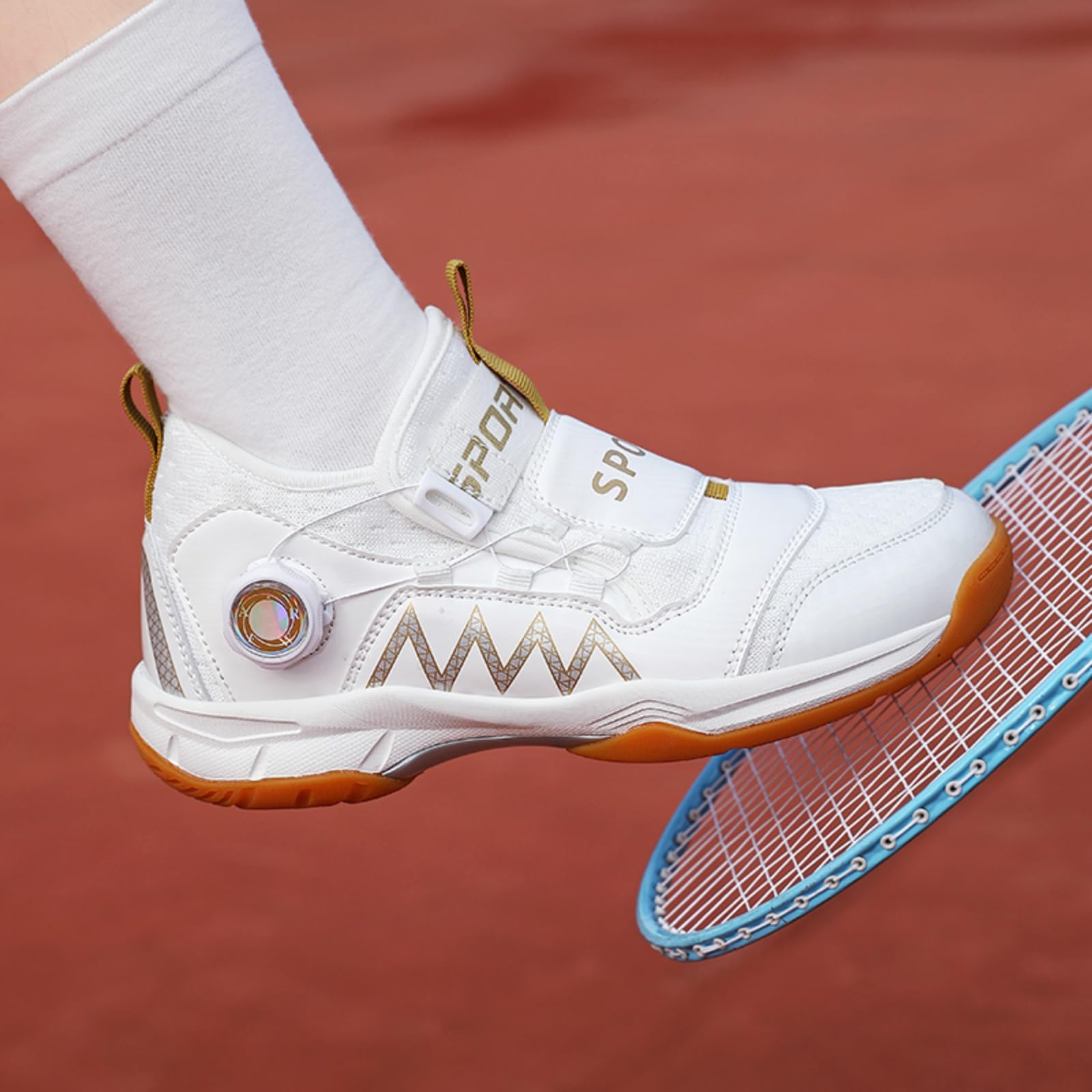 JiuQing Damskie buty do badmintona wsuwane buty sportowe na kort | Lekkie przewiewne, Antypoślizgowa gumowa podeszwa, dziewczynek, Obuwie sportów rakietowych, Do gry w pickleball squasha