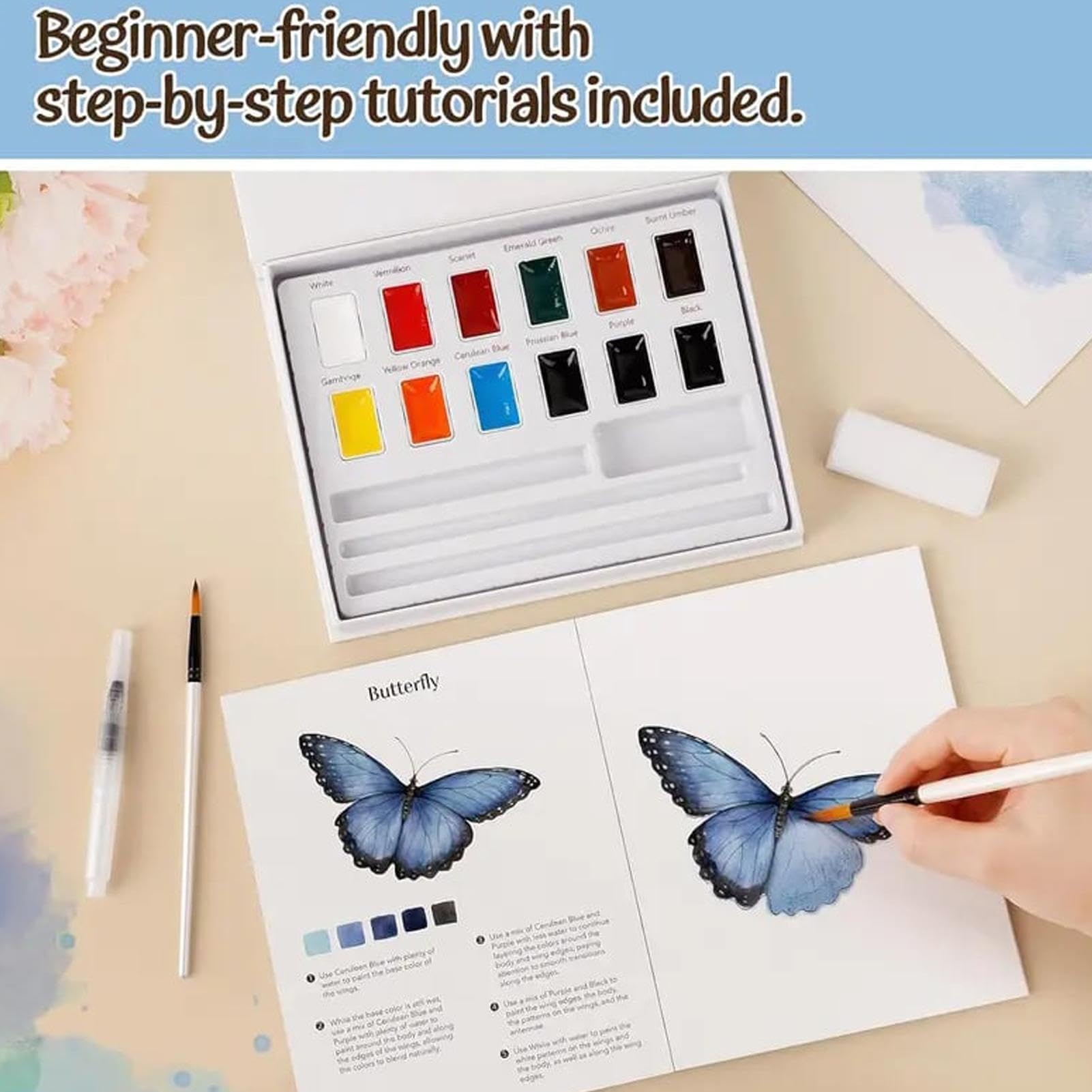 Wasserfarben-Malset Im Buchformat Anfängerfreundliches Einfaches Mal- und | Anfängerfreundliches Aquarell-Malset Für Reisen, Hobby, Zuhause, Urlaub, Kinder, Jugendliche Und (Tier)