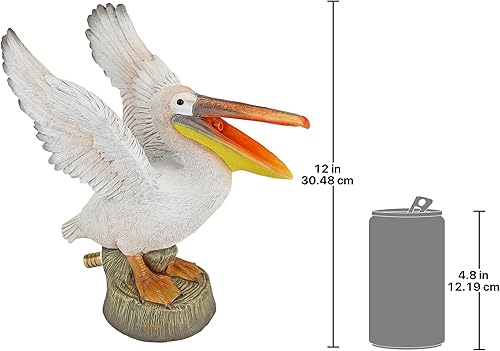 Vista 20 de Design Toscano Coastal Decor Ocean's Perch Pelicans - Estatua de pájaro de jardín, 9 pulgadas de ancho, 24 pulgadas de alto, resina de piedra