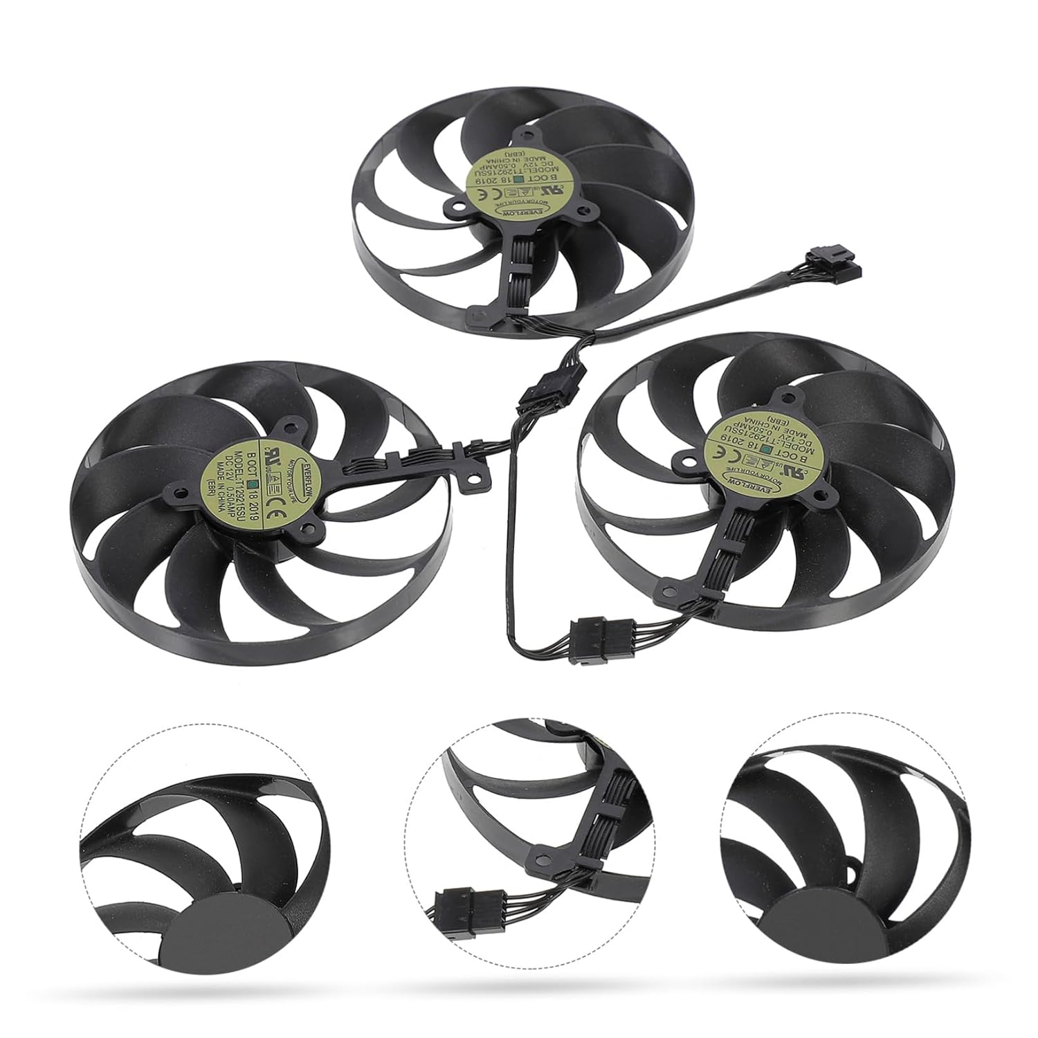 NUOBESTY GPU Cooler Replacement Fan Compatible with CF9010U12D for Ti TUF OC Graphics Card Quiet High-Performance Cooling Heat Dissipation