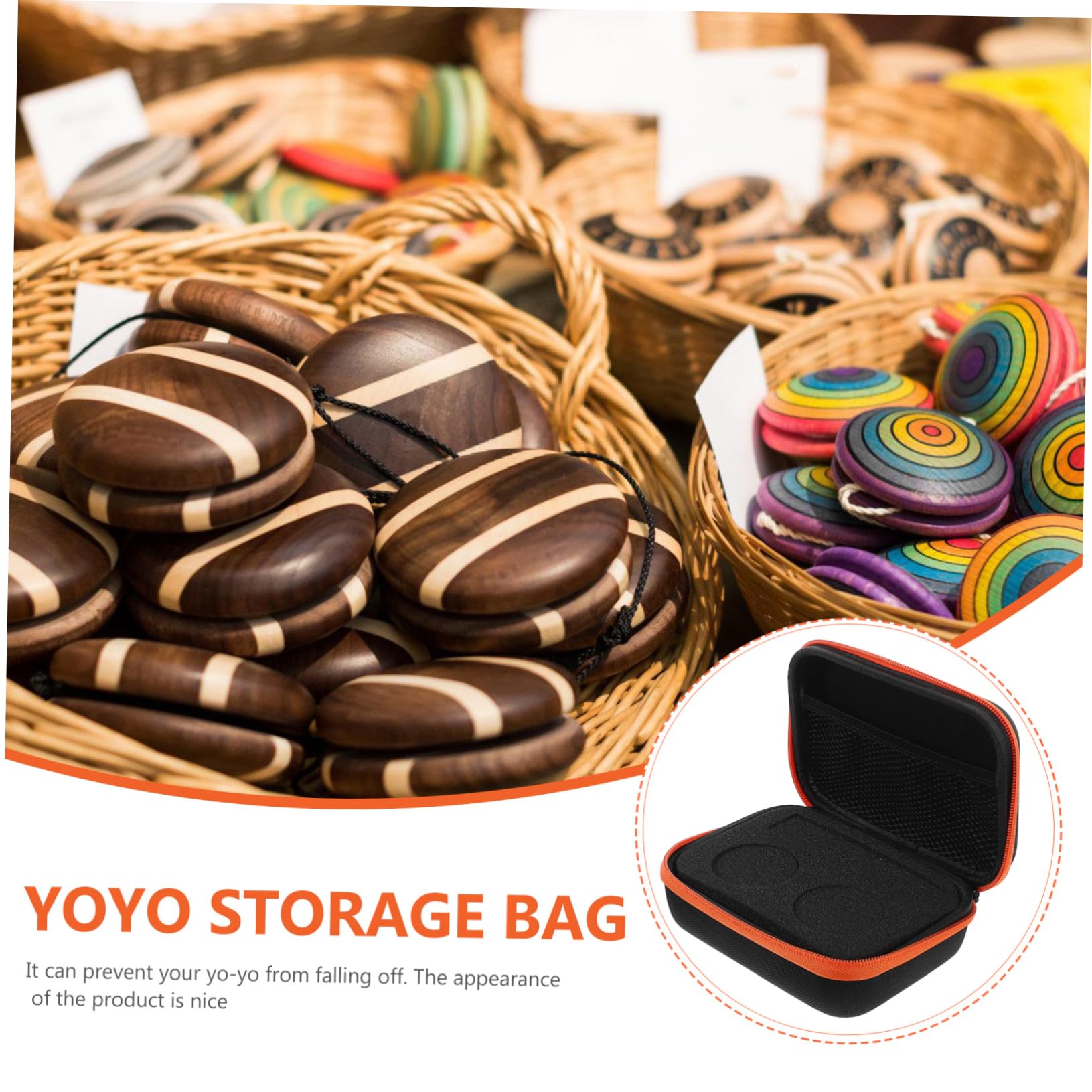 ORFOFE Custodia per Porta Yoyo Portatile 2 Fori, Scatola Porta-Yoyo in PU e Nylon, per Viaggio e Gioco a Casa