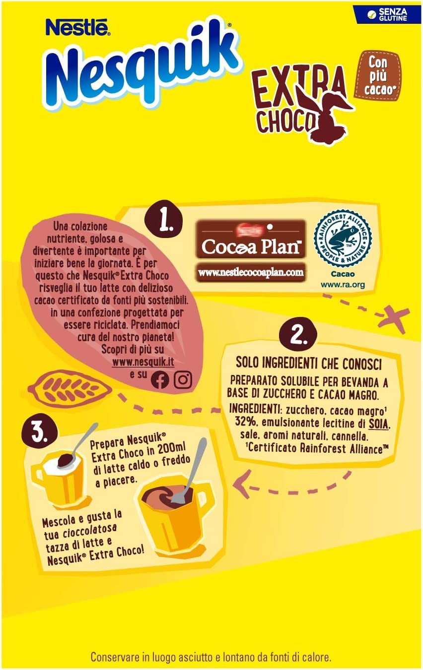 3X Nesquik Extra Choco Novita, Polvere Solubile al Cacao Magro 309 g [3 Barattoli]