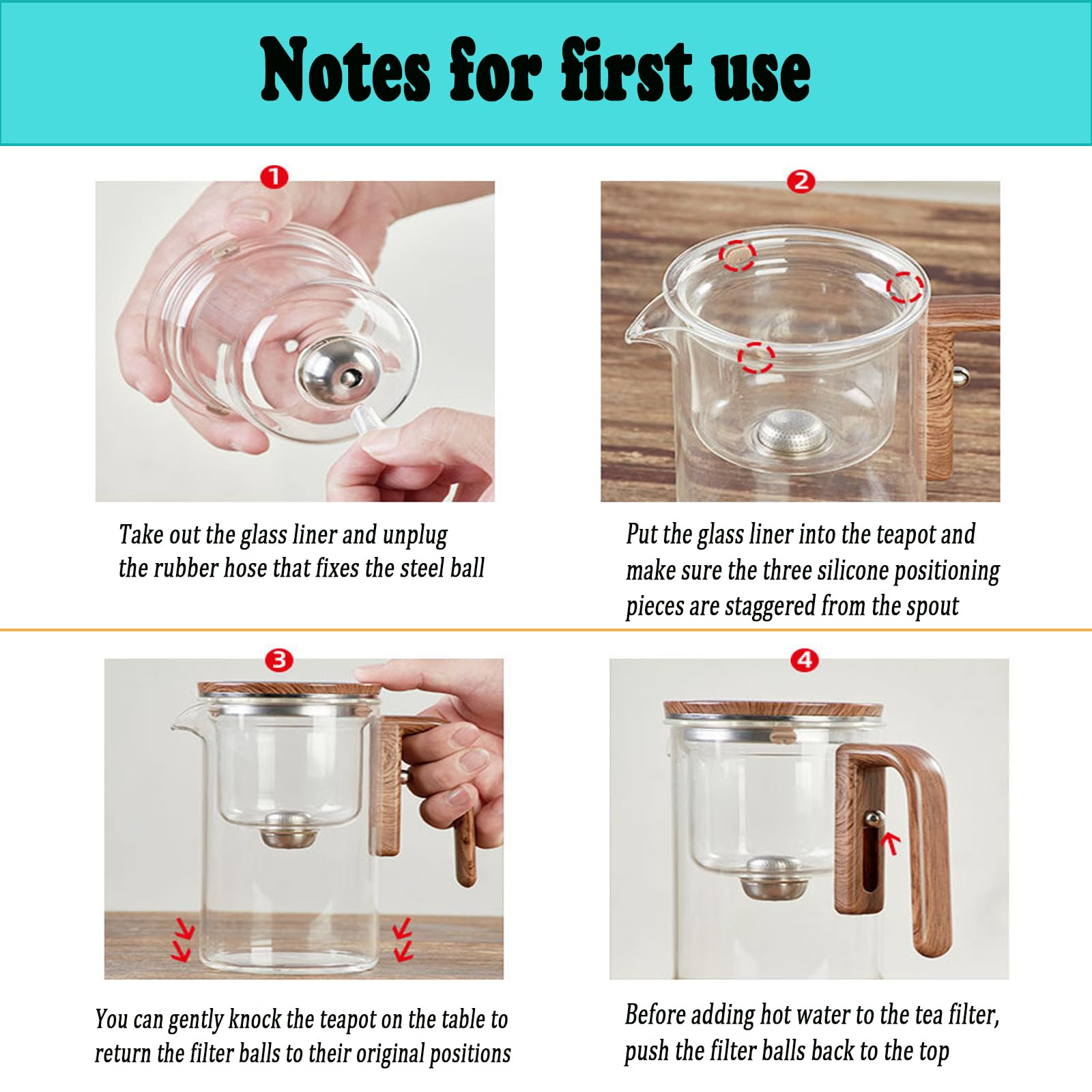 Tea Pot Enchanti-Teekanne, Enchantipot Magic Tea Pot Magische Teekanne mit Wassertrennung, Press Control Magic Tea Pot with Wooden Handle (800 ml - Grau)