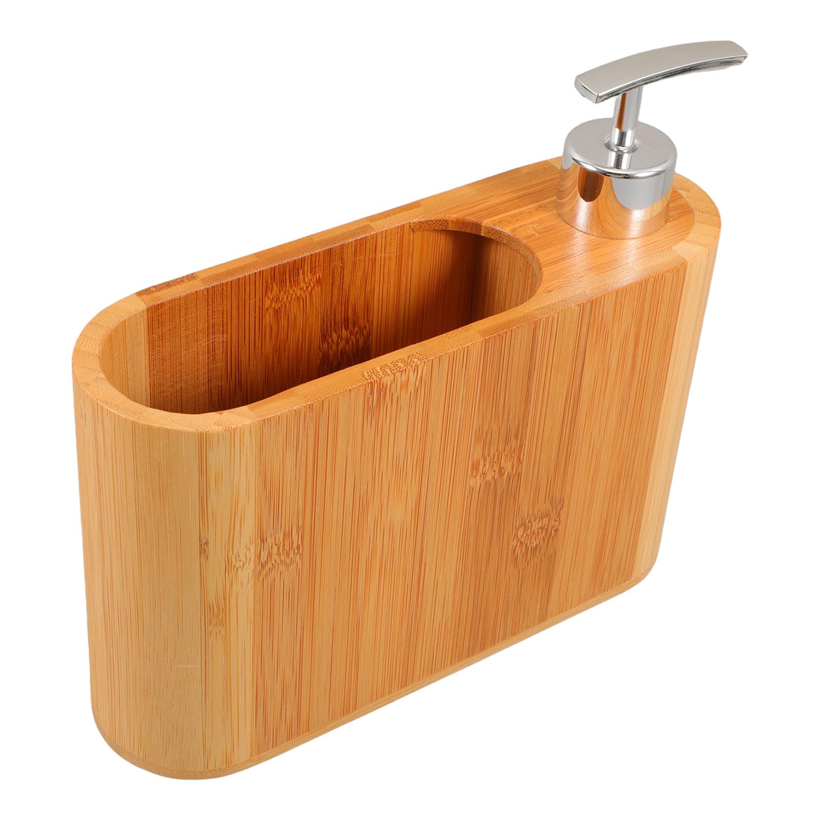 ABOOFAN Dispensador Diseño Plástico en Recargable Jabón y de Madera de Oval Decorativo Elegante para Uso Baño y Hogar