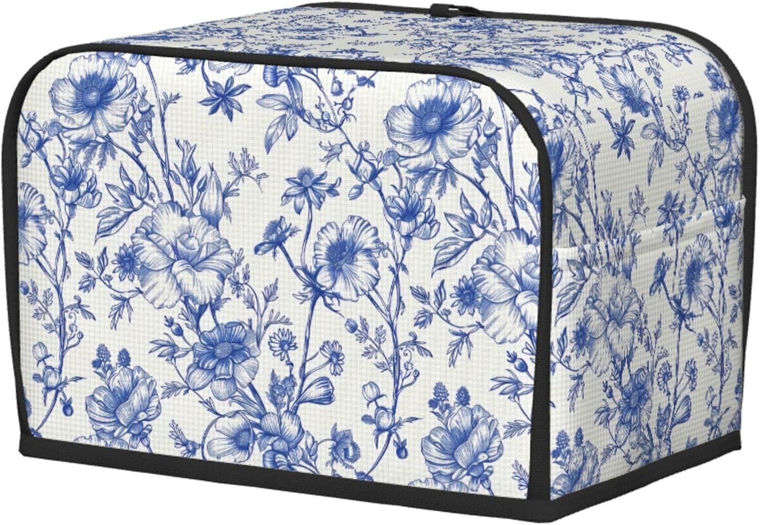 Blue Flowers Bouquet 2 Slice Toaster Cover, Waterproof Toaster Dust Cover Bread Machine Protector for Small Kitchen Appliance Dining Room Home Table Decor