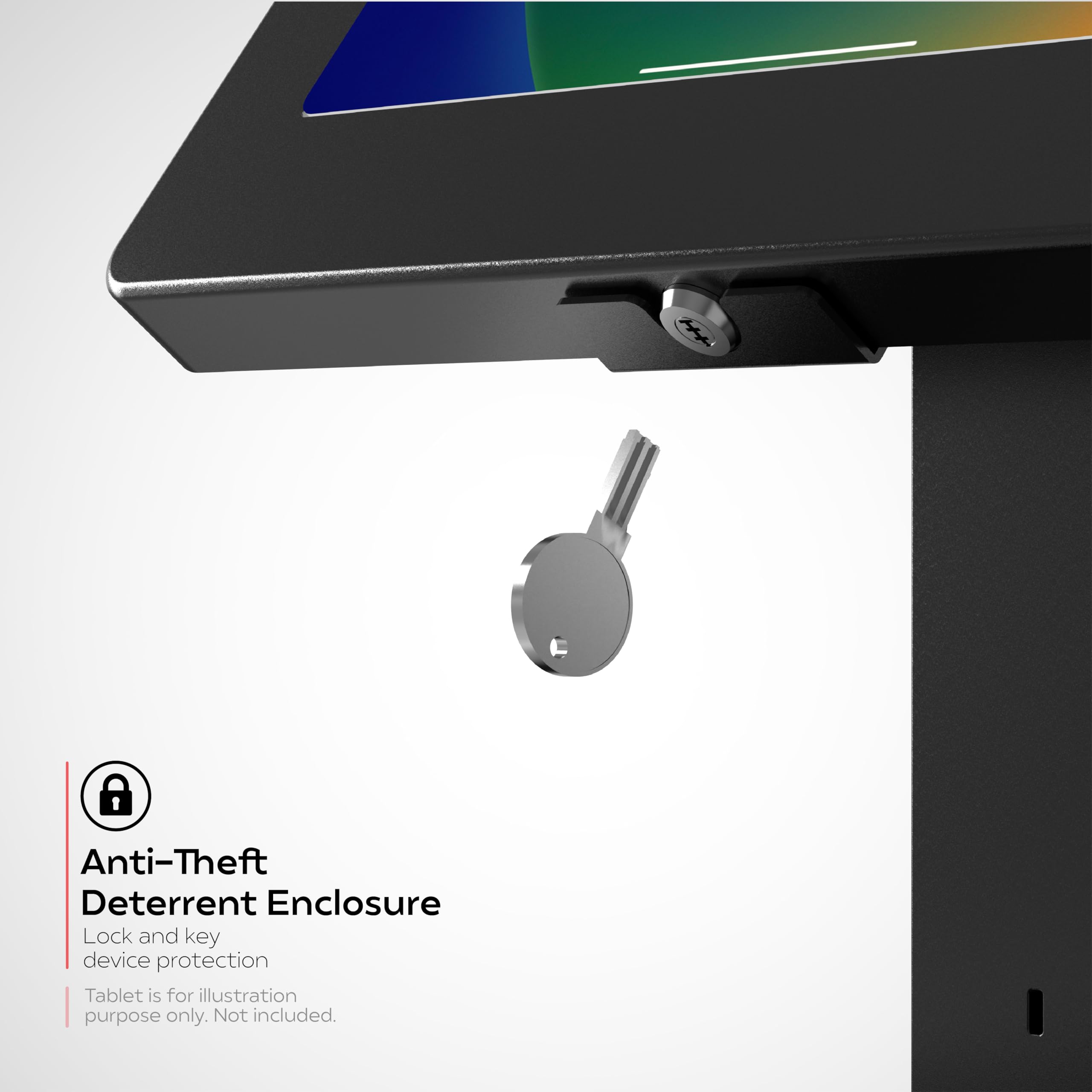 CTA Digital Supporto da scrivania girevole elegante con custodia di sicurezza e scanner di codici a barre per iPad 10a generazione A16, iPad Air 11" M3 e M2, Pro 11", Galaxy Tab A7 e altri, nero