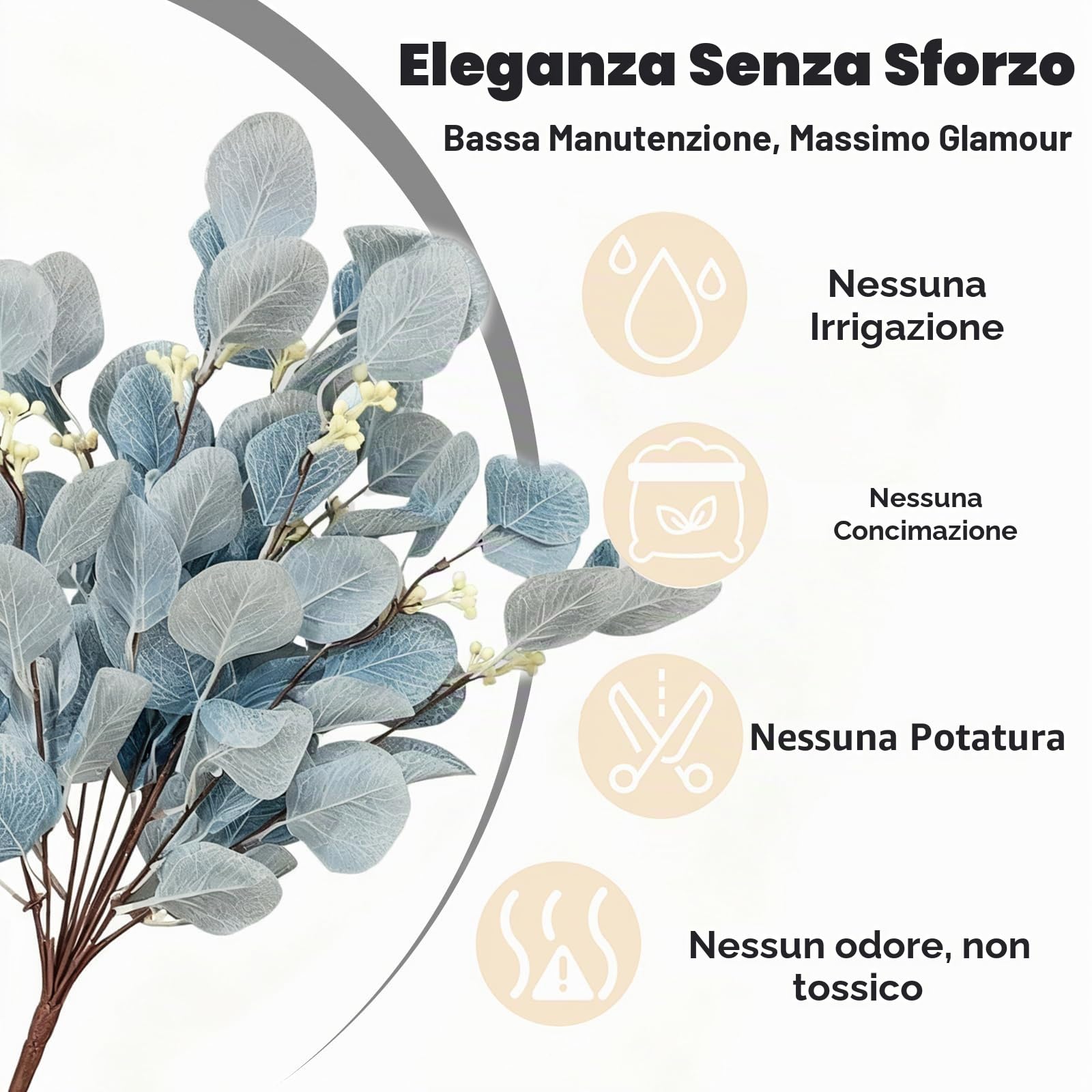 Steli di eucalipto fiori artificiali lunghi argento foglie di dollaro finto bouquet rami decorazione per la casa composizione floreale matrimonio tavolo festival fattoria feste Halloween Deco (blu)