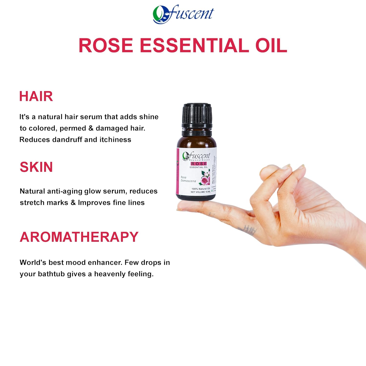 Rose Premium Essential Oil for Healthy Hair and Skin | Home fragrance & Soap Making, relaxation | Certified Organic 100% Pure Fresh And Undiluted | Natural Essential 0il 10ML Rose Premium Essential Oil for Healthy Hair and Skin | Home fragrance & Soap Making, relaxation | Certified Organic 100% Pure Fresh And Undiluted | Natural Essential 0il 10ML