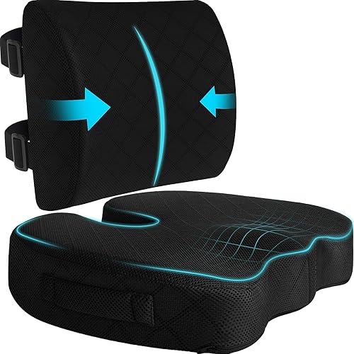 Miniatura 1 de TushGuard Cojín para respaldo y asiento, cojín para silla de oficina para asiento de automóvil, ciática y espalda, coxis, alivio del dolor y coxis,