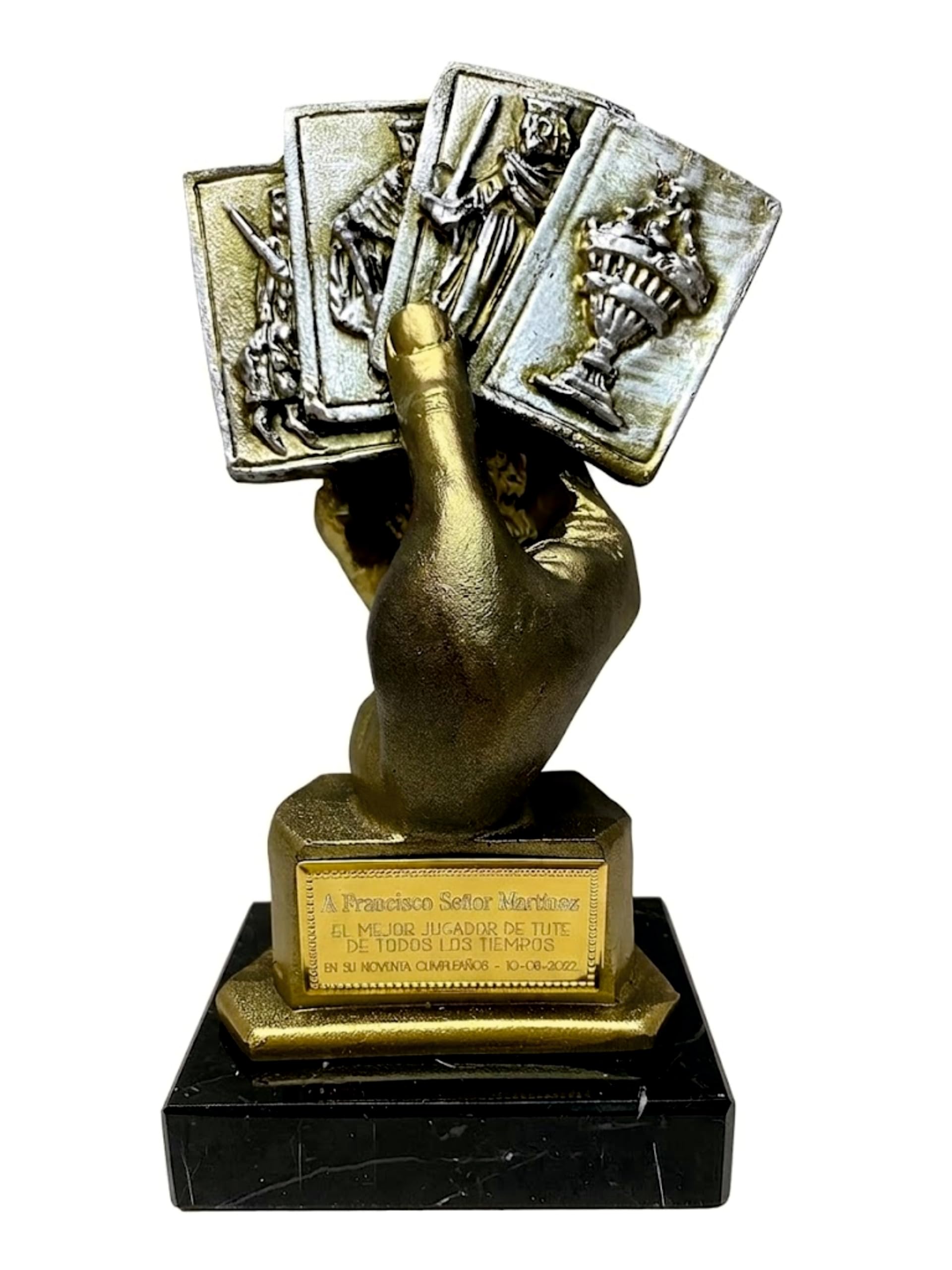 Trofeos Cartas GRABADOS trofeo de mus, tute, brisca, subastado...PERSONALIZADO mano baraja