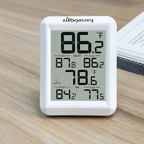 Miniatura 7 de Urageuxy Termómetro digital inalámbrico para interiores y exteriores con pantalla de temperatura interior y exterior para monitoreo de habitación en