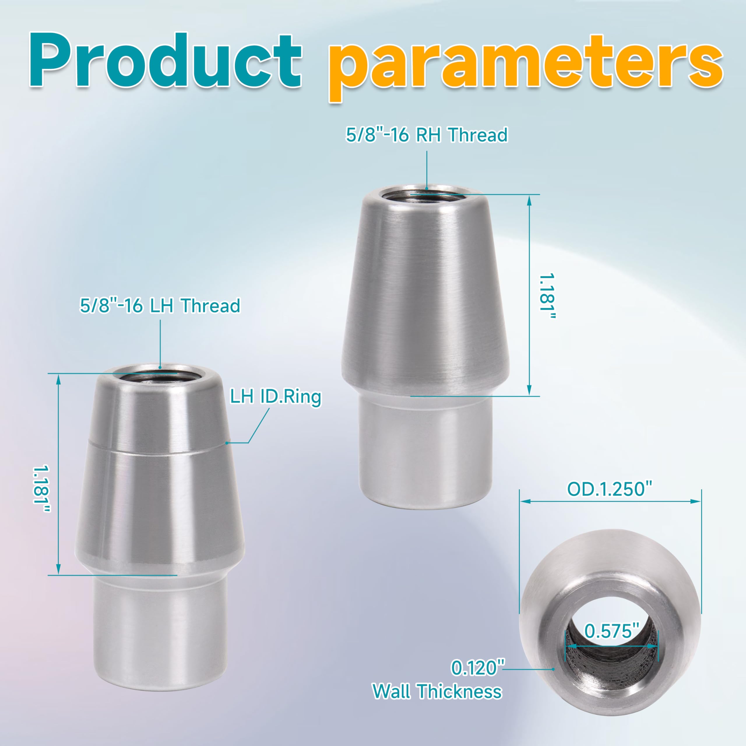 Kit d'extrémité de tige de 1,6 cm, kit de suspension Chromoly Heim pour droitiers et gauchers, kit de direction avec adaptateur de tube rond, entretoise, écrous à blocage (2 ensembles de 1,6 cm)
