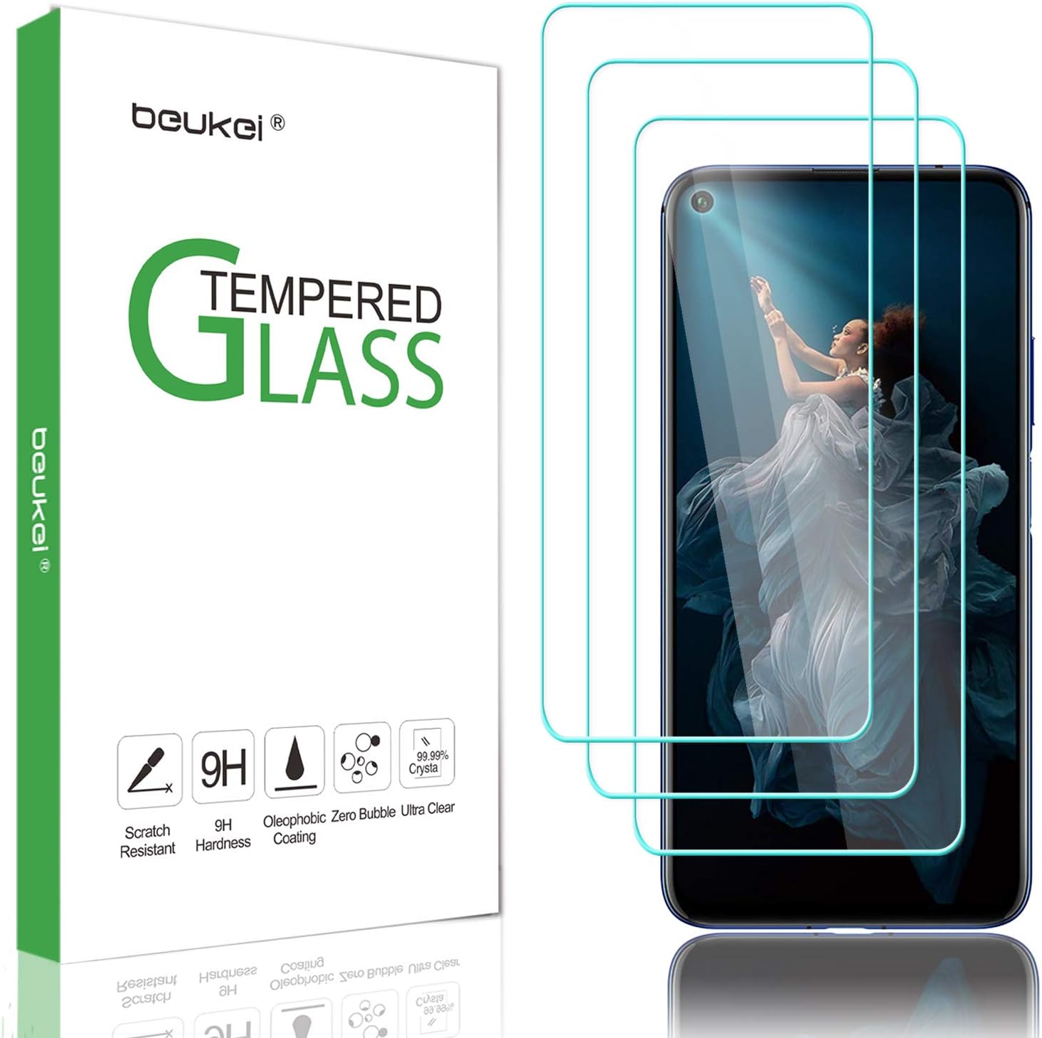 (3-Pack) for Huawei Honor 20 and Huawei Nova 5T Screen Protector Tempered Glass, Anti Scratch, Bubble Free